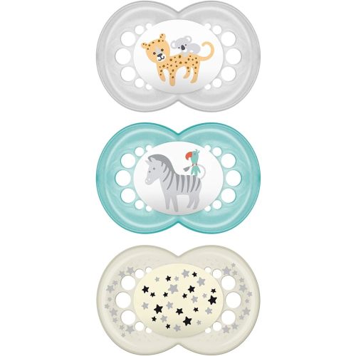 MAM Original Day & Night Baby Pacifier, Nipple Shape Helps Promote Healthy Oral Development, Glows in the Dark, 6-16 Months, Unisex,3 Count (Pack of 1)