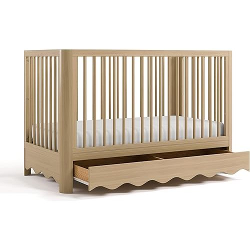 Storkcraft Casablanca Deluxe 5-in-1 Convertible Crib with Drawer (Driftwood) – GREENGUARD Gold Certified, Converts to Toddler Bed, Daybed, Full-Size Bed (Kit Sold Separately)