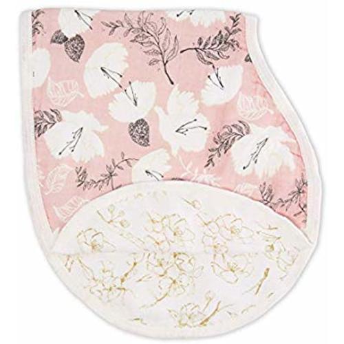 Aden + Anais Silky Soft Burpy Bib, 100% Viscose Bamboo Muslin, Soft Absorbent 4 Layers, Multi-Use Burp Cloth and Bib, 22.5” X 11”, Single, Pretty Petals - Soft Petals