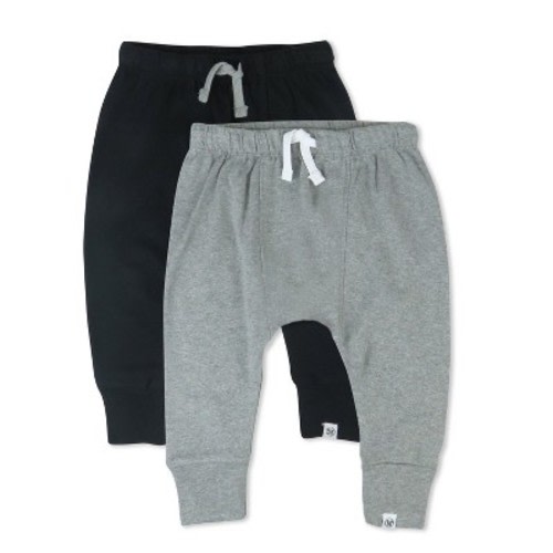 2-Pack Organic Cotton Honest Pants Heather Gray / Black 12m