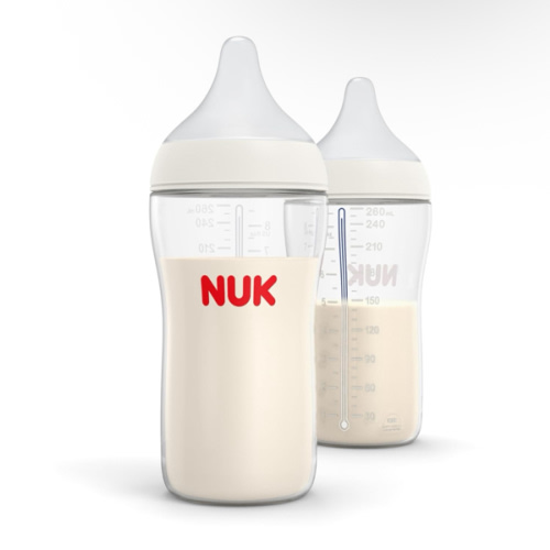 NUK Perfect Match 2-in-1 Natural and Anti-Colic 8oz Bottle with Adaptable Medium Flow Nipple, 2 Pack