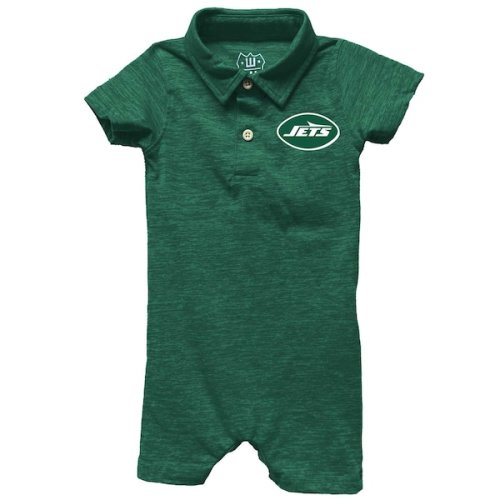 New York Jets Wes & Willy Infant Short Leg Cloudy Yarn Polo Bodysuit - Green