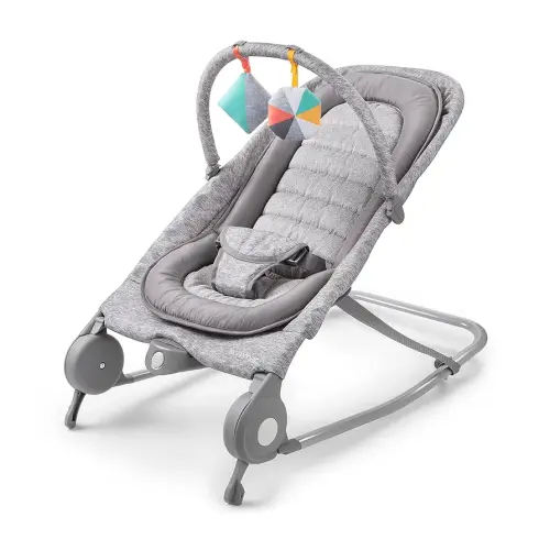 Summer Infant 2-in-1 Bouncer & Rocker Duo (Light Gray Tweed) Convenient and Portable Rocker and Bouncer for Babies Includes Soft Toys and Soothing Vibrations