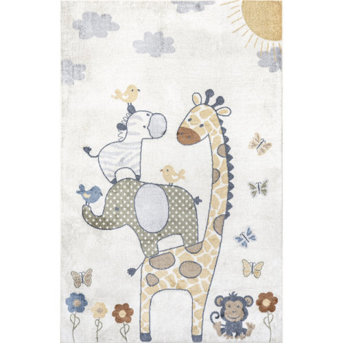 Zoomie Kids Cass SpinClean Safari Kids Machine Washable Area Rug & Reviews | Wayfair