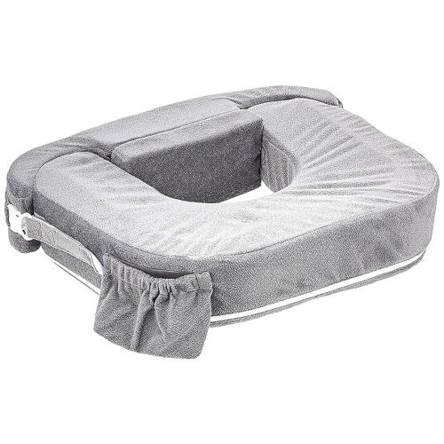My Brest Friend Twin Nursing Pillow - Enhanced Comfort with Slipcover - Ergonomic Breastfeeding Pillow for Ultimate Support - Adjustable Nursing Pillow with Handy Side Pocket, Dark Grey