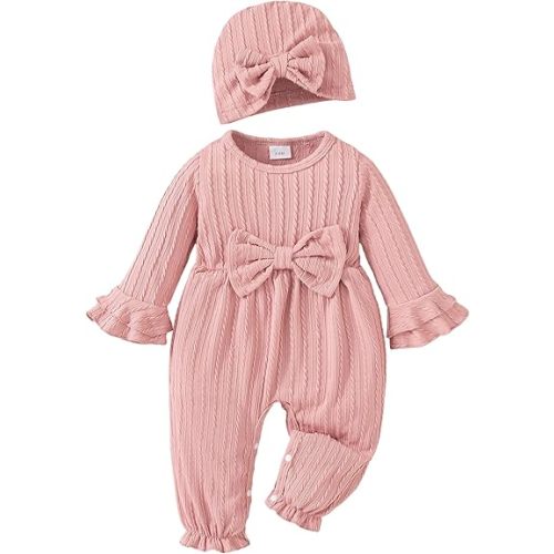 Mioglrie Newborn Baby Girl Clothes Preemie Clothes Girl Infant Fall Winter Outfits Jumpsuits Baby One-Piece Romper