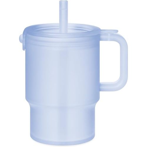 Olababy Clear Sense Silicone Tumbler with Handle & Straw 11 oz, Toddler & Kids Spill Proof Sippy Cup, Leak Resistant, BPA Free Baby Cup, Cupholder Compatible Travel Quencher (Blueberry, 1 PK)