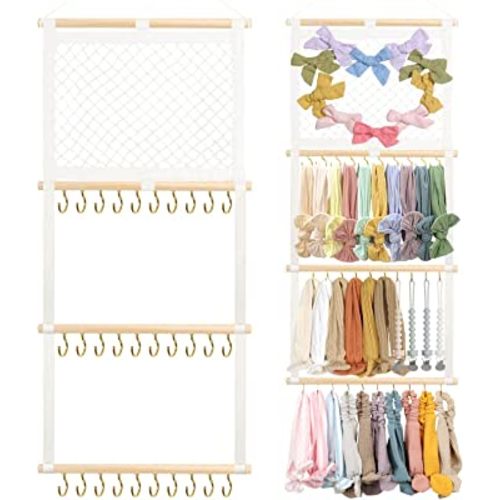 POVETIRE Headband Holder Hair Bows Organizer for Girls,Baby Headbands Hair Accessories Organizer Storage Wall Hanging Decor for Nursery Toddler Girls Room