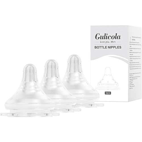 Natural Flow Baby Bottle Silicone Nipple Level 3, Large Flow (L), 6+ Months, 3 Counts (Pack of 1)