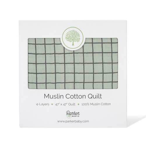 Sage Windowpane Muslin Baby Quilt | 100% Cotton Baby Blanket – Parker Baby Co.