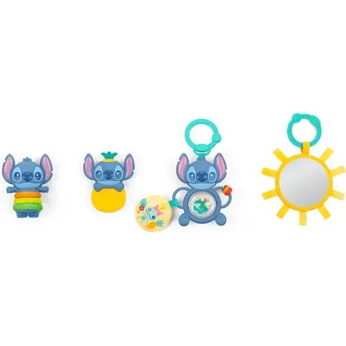 Disney Baby Stitch Tropical Treasures Gift Set by Bright Starts with 4 Stitch Inspired Toys Including Baby-Safe Mirror and Teether, Newborns & Up