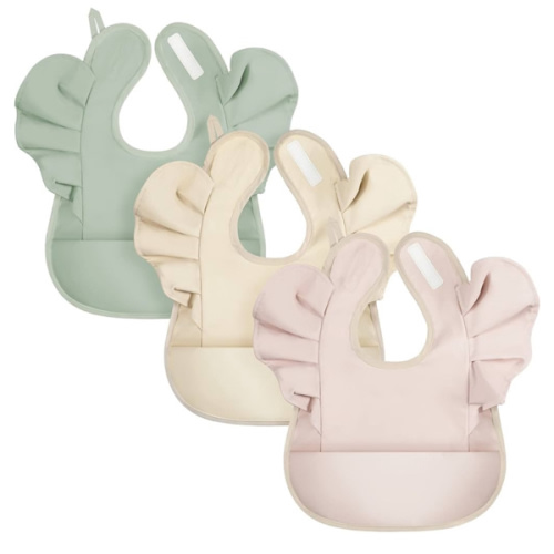 JaGely 3 Pcs Baby Food Bib for Eating Waterproof Washable Toddler Bib Soft Feeding Apron with Food Catcher for Toddler Boy or Girl Eating Travel Home Supplies