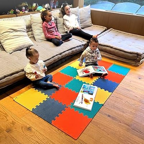 MioTetto Foam Floor Tiles for Kids - Non-Toxic Soft Comfortable Baby Play Mat, Thick Tummy Time Mat, Interlocking Foam Tiles for Development & Crawling, Soft Cushioned Play mat for Babies 6-12 Months