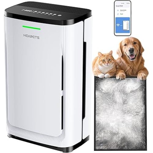 Pet Air Purifier for Home Large Room up to 2500 sq ft, 7-Stage Filter, Air Negative Ion Generator, HEPA Air Cleaner for Pet Hair Dander Odor Allergies, Air Quality Monitor, Pet Lock, WiFi, Zero Ozone