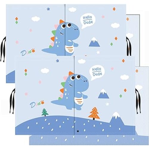 Car Sun Shade for Baby - EOHMAK Car Side Window Sun Shade Cover Upgrade Double Opening Car Interior Curtain Sun Blocker Blind (Blue Dinosaur, 2 Pack)
