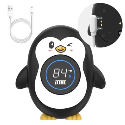 LEDFAAH Rechargeable Bath Thermometer| Safety Baby Shower Thermometer| Auto On/Off Bathtub Water Thermometer with Colorful Temperature Indicator Ring