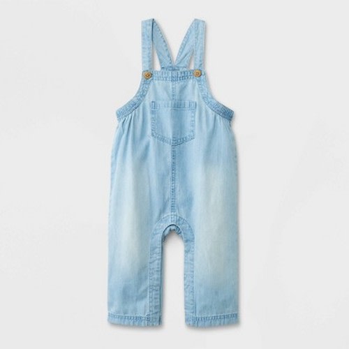 Baby Dungarees Denim Uni Romper - Cat & Jack™ Blue, Size: 12M