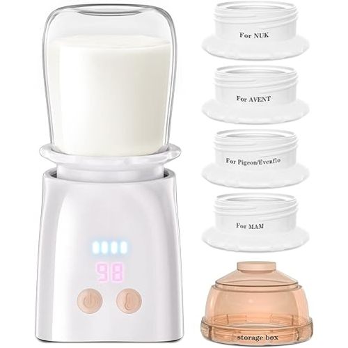 Bottle Warmer, Portable Bottle Warmer with Glass Bottle, Rechargeable Baby Bottle Warmer, Travel Bottle Warmer for Breastmilk or Formula