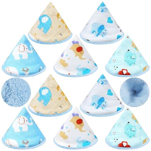 10 Pcs Coral Velvet Pee Covers Baby Boy, Strong Water Absorption Pee Shield for Baby Boy, Reusable Pee Cap, Diaper Changing Accessory for Boys Newborn Gift (Elephants)