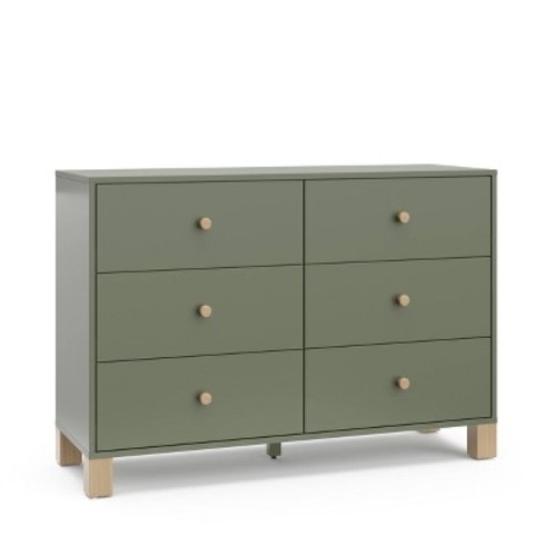 Storkcraft California 6-Drawer Double Dresser - Olive/Driftwood