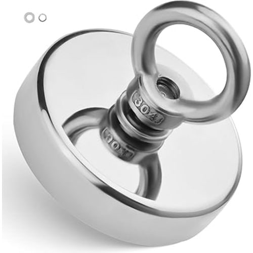 VEVOR Super Strong Neodymium Fishing Magnet, 700 LBS Pulling Force, 2.36 in Rare Earth Magnet with Handle for Retrieving in River, Heavy Duty