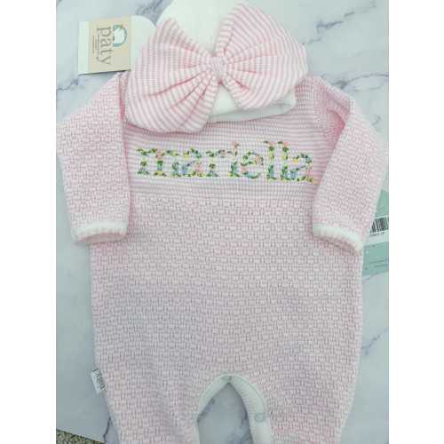 Pink Floral Baby girl monogram gown or romper, Paty gown monogram, Paty gown, Baby girl coming home outfit
