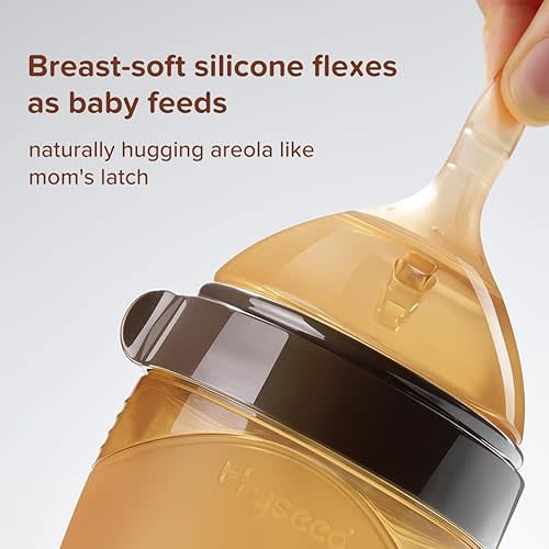 Silicone Baby Bottles That Mimic Breastfeeding for Breastfed Babies Who Refuses Bottle Toddler Boy Girl Infant Breast Like Formula Nursing Bottle Wide Neck Non Toxic 8oz/240mL 0-3 Months