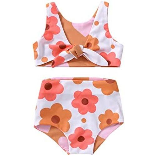 Dcohmch Toddler Girl Swimsuit 2t 3t 4t Pattern Floral Print Bikini Two Piece Bathing Suits Baby Girls Swimwear