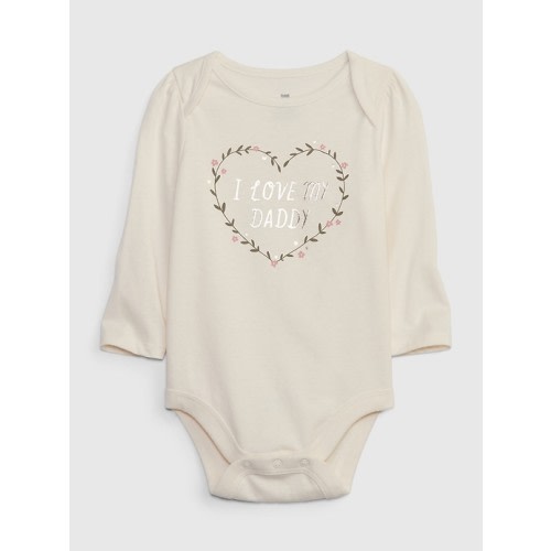 Baby 100% Organic Cotton Mix and Match Graphic Bodysuit in ivory frost white, size: 6-12 M