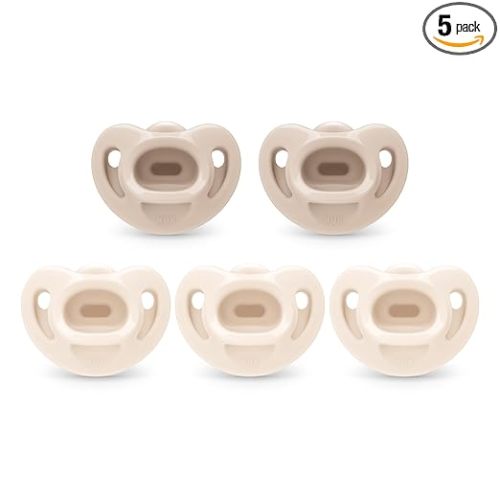 NUK 100% Silicone Comfy Orthodontic Pacifiers, 0-6 Months, Neutral Fashion, Timeless Collection, 5 Count