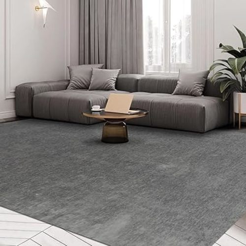 Washable Rugs 8x10 Area Rugs for Living Room,Bedroom and Dining Room- Large Ultra Soft Faux Wool Retro Carpets,Non Slip&Non-Shedding Low Pile Vintage Print Rug for Home Office- Galaxy Grey