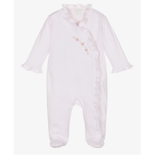 Kissy Kissy - Girls Pink Striped Pima Cotton Summer Medley Babygrow | Childrensalon