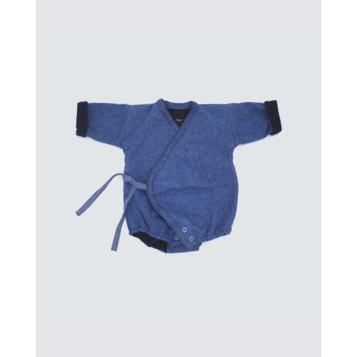 Baby winter kimono onesie Dark vintage denim