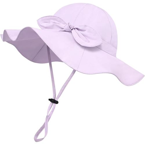 Baby Girl Sun Hat with UPF 50+ Outdoor Adjustable Beach Hat with Wide Brim Bucket Hats