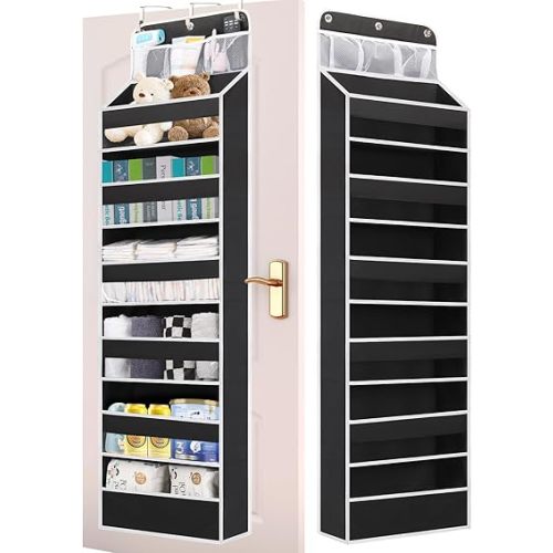 Over the Door Storage, Large Capacity Behind Closet Door Organizer for Bedroom Nursery to Store Diaper Kids Toys Shoes Sundries Over Door Hanging Organizer with 6 Tier Clear Deep Pockets 1 Pack