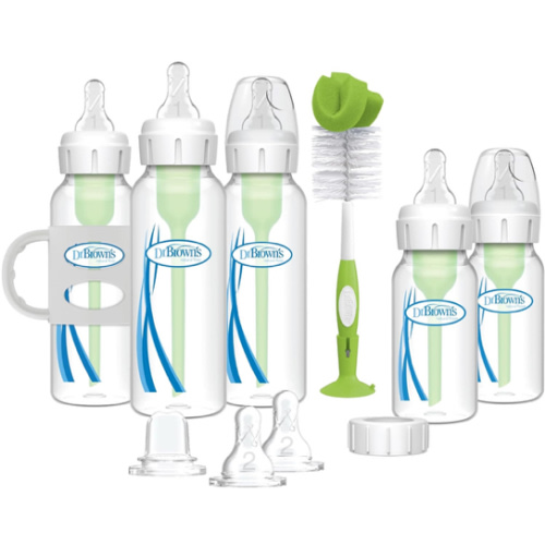 Amazon.com : Dr. Brown's Natural Flow® Anti-Colic Options+™ Narrow Bottle to Sippy Gift Set with Soft Silicone Sippy Spout, Removable Silicone Handles, Travel Cap and Bottle Brush : Baby