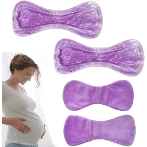 Reusable Perineal Ice Packs for Postpartum & Hemorrhoid Pain Relief, hot & Cold Pack for Women After Pregnancy, 2 Ice Pack and 2 Cover. (Purple)
