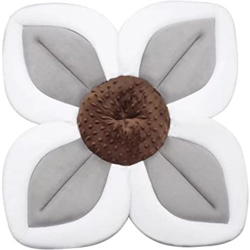 PandaEar Baby Bath Pad for Infant Newborn | Soft Flower Petals for Sink Bathtub Essentials Shower Gift (Grey)