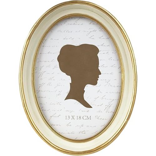 AELS 5x7 Inch Vintage Picture Frame, Elegant Antique Photo Frames with Glass Front, Photo Display, Tabletop Wall Hanging, Gift Ideas, Off-white Oval with Gold Trim