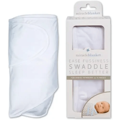 Miracle Blanket Swaddle Wrap - Boy, Girl, or Neutral Receiving Baby Blanket - Soft, Wearable Sleep Sack Essential for Newborns and Infants (White)