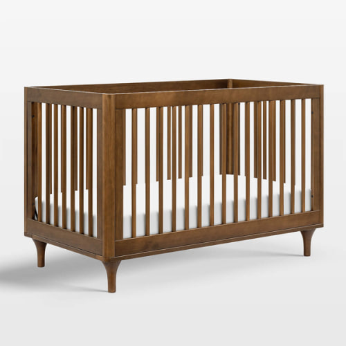 Babyletto Lolly Natural & Walnut Wood 3-in-1 Convertible Baby Crib with Toddler Bed Conversion Kit