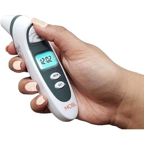 MOBI DualScan Prime Ear & Forehead Thermometer for Baby, Kids & Adults, Digital Infrared, Food & Bottle & Room Mode, 1‑Second Reading, Memory Recall