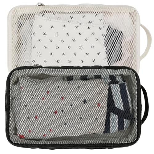Baby Diaper Bag Organizer Pouches - 2 Pack Waterproof Pod Hanging Diaper Bag Mesh Bag Reusable, Washable or Baby Cloth Diapers (Black&White)