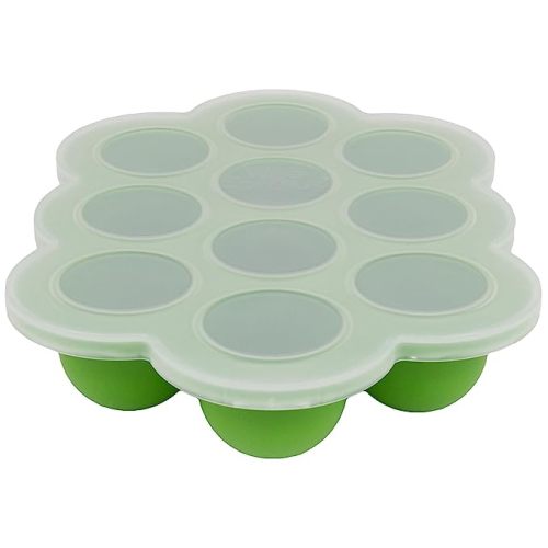 WeeSprout Silicone Freezer Tray with Clip on Lid Perfect Food Storage Container for Homemade Baby Food, Vegetable, Fruit Purees, and Breast Milk (Bright Green, Ten 1.5 Ounce Sections)