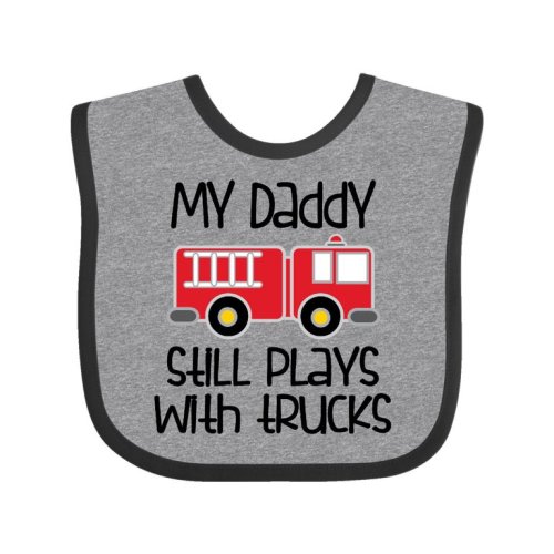 Inktastic Firefighter Daddy Plays With Trucks Baby Bib Unisex