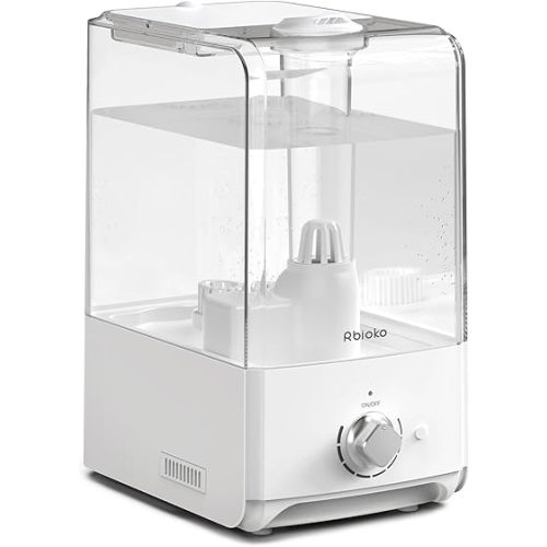 Humidifiers for Bedroom Large Room, Top Fill 6.5L Cool Mist Humidifier, 45H Runtime, 28dB Quiet Ultrasonic Air Humidifier for Home, Whole House, Baby Nursery, Night Light (White)