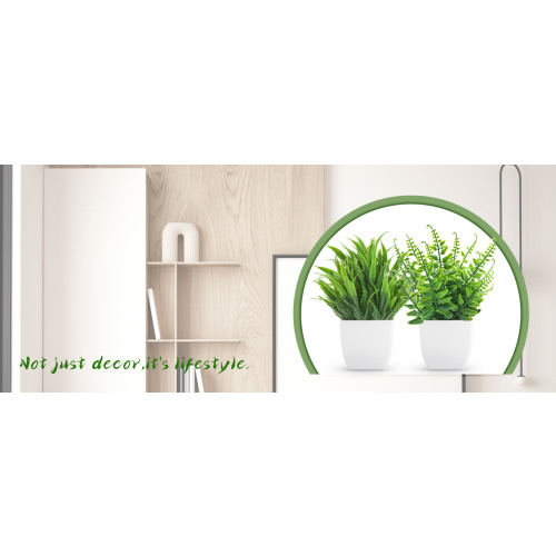 Der Rose 8 Packs Fake Plants Small Artificial Faux Potted Plants for Home Office Farmhouse Bathroom Bedroom Decor Indoor - 8-Square Pot