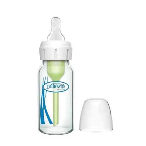 Dr. Brown's Natural Flow Anti-Colic Options+ Narrow Glass Baby Bottle, with Level 1 Slow Flow Nipple