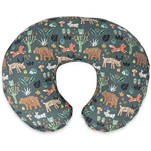 Boppy Nursing Pillow and Positioner—Original | Green Forest Animals | Breastfeeding, Bottle Feeding, Baby Support | With Removable Cotton Blend Cover | Awake-Time Support