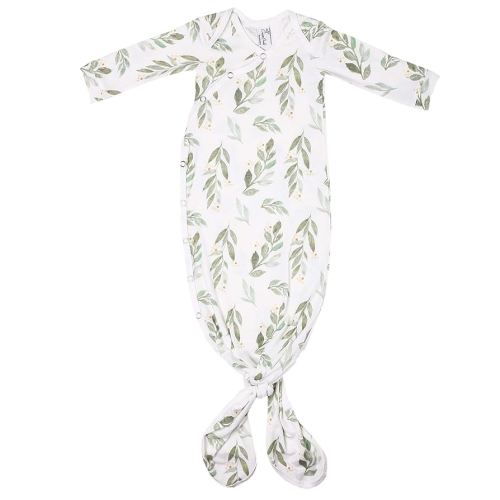 Copper Pearl Baby Gown - Knotted Newborn Sleepers for Baby Boy and Girl, Soft Stretchy Long Sleeve Infant Gowns with Bottom Tie and Hand Mittens, Perfect Hospital Coming Home Outfit (Fern)